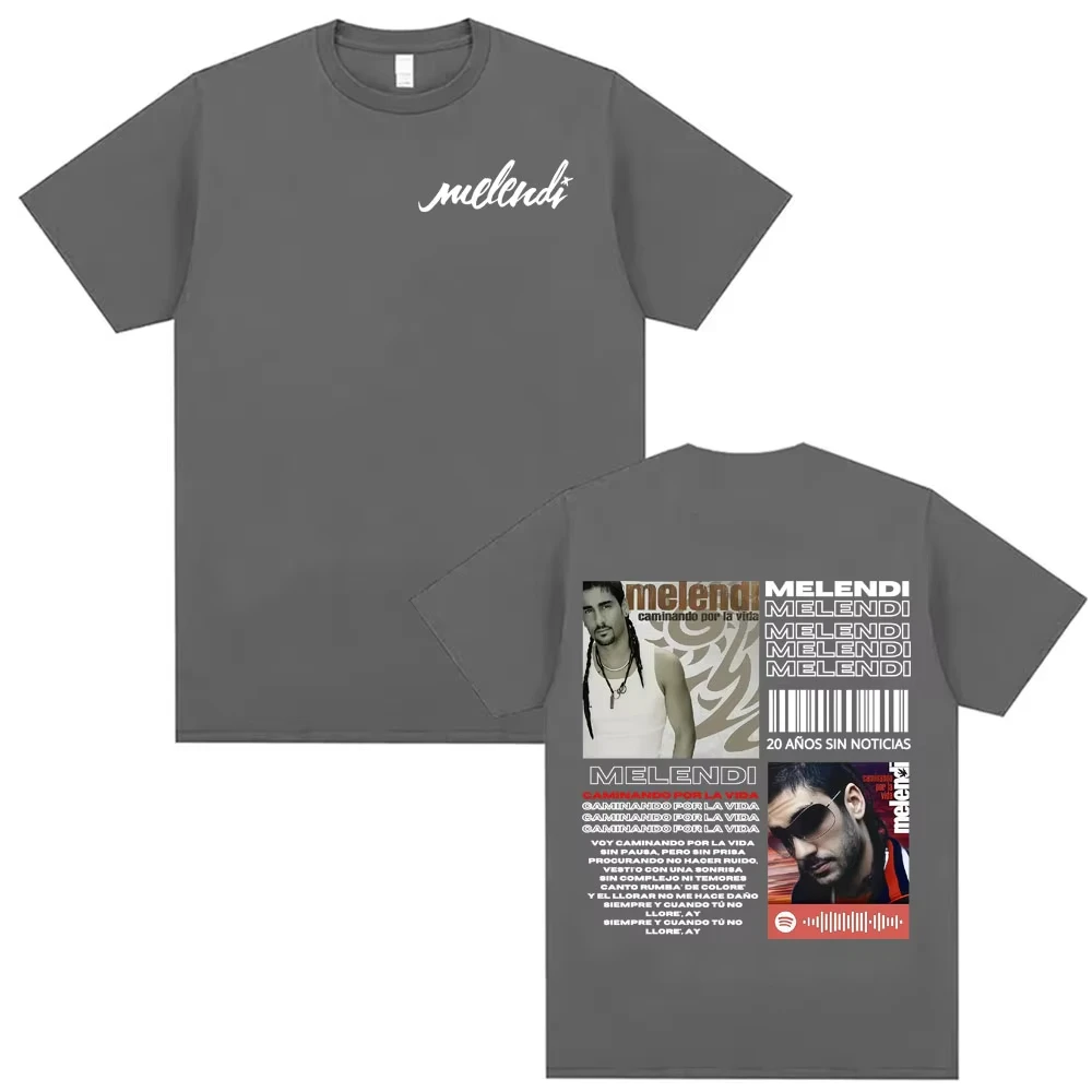 Rapper Melendi Caminando Por La Vida 2026 Tour T Shirts Men Women Oversized Hip Hop Fashion Male Cotton T-shirts Casual T Shirts