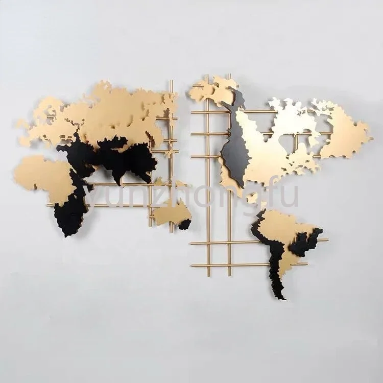 Creative Stereoscopic Wall Mounted Office Company Store Home Decorative Art World Map Metal Wall Decor