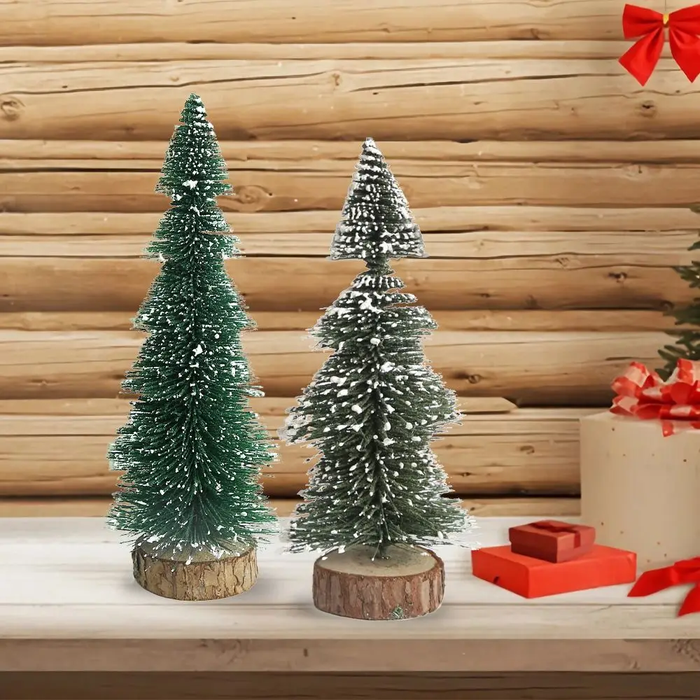 Plastic Mini White Snow Christmas Tree Green Lifelike Christmas Silk Cedar Small DIY Handicraft Artificial Xmas Pine Tree