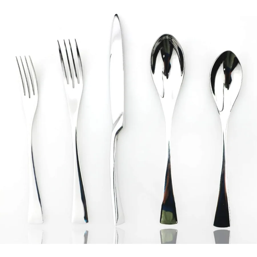 

18/10 Stainless Steel 20 Piece Mirror Polished Silver Flatware Set,Dinner Knife Fork Salad Fork Dessert Spoon，Service for 4