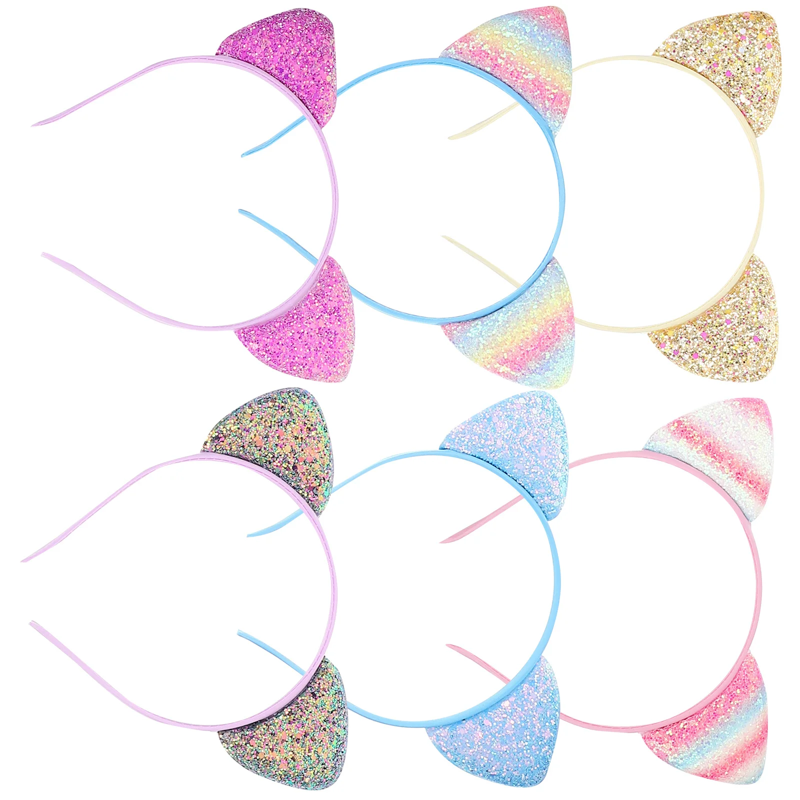 

6Pcs Ears Headband Sequin Hairband for Girls Stylish Decorative Headwear for Cosplay Party Masquerade Graduation