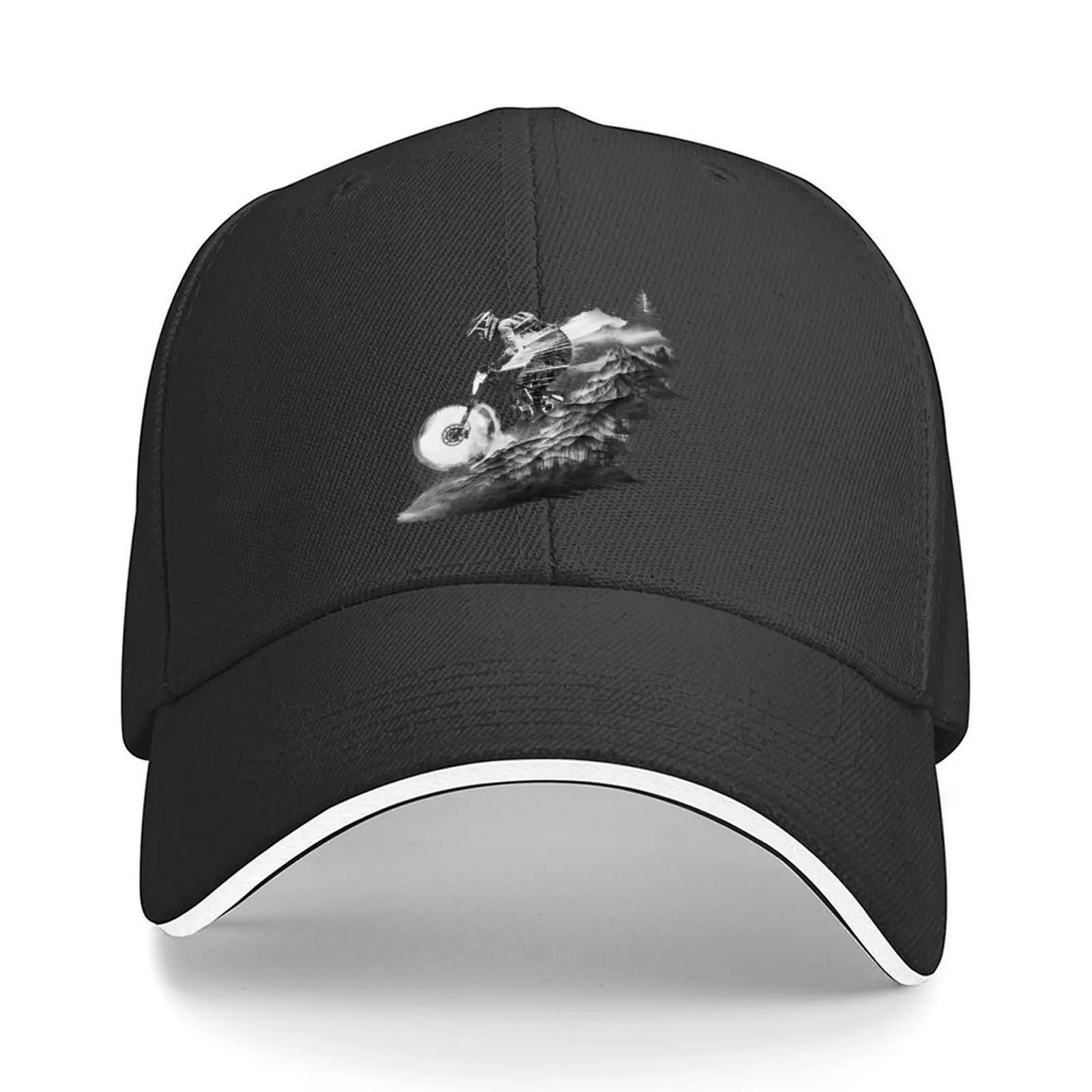 

MTB Mountain Bike Downhill double exposure b&w Baseball Cap derby hat Golf Hat Man western Hat Women's Golf Wear Men's