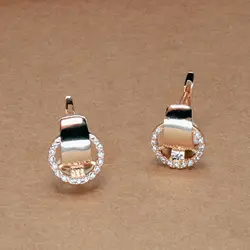 New Cute Round Natural Zircon Dangle Earrings Women Hollow Unique 585 Rose Gold/Rhodium Romantic Exclusive Jewelry