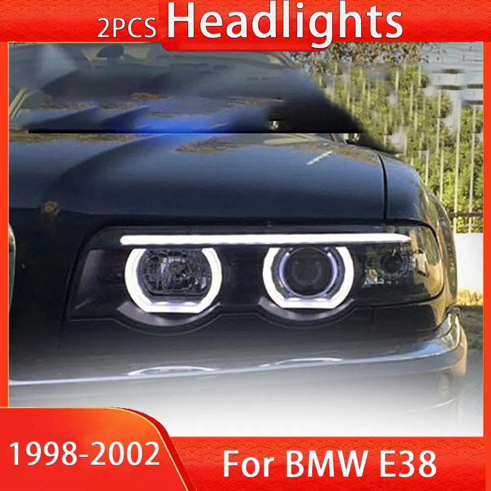 Head Lamp for BMW E38 LED Headlight 1998-2002 Headlights 740i 730i 735i DRL Turn Signal High Beam Angel Eye Projector