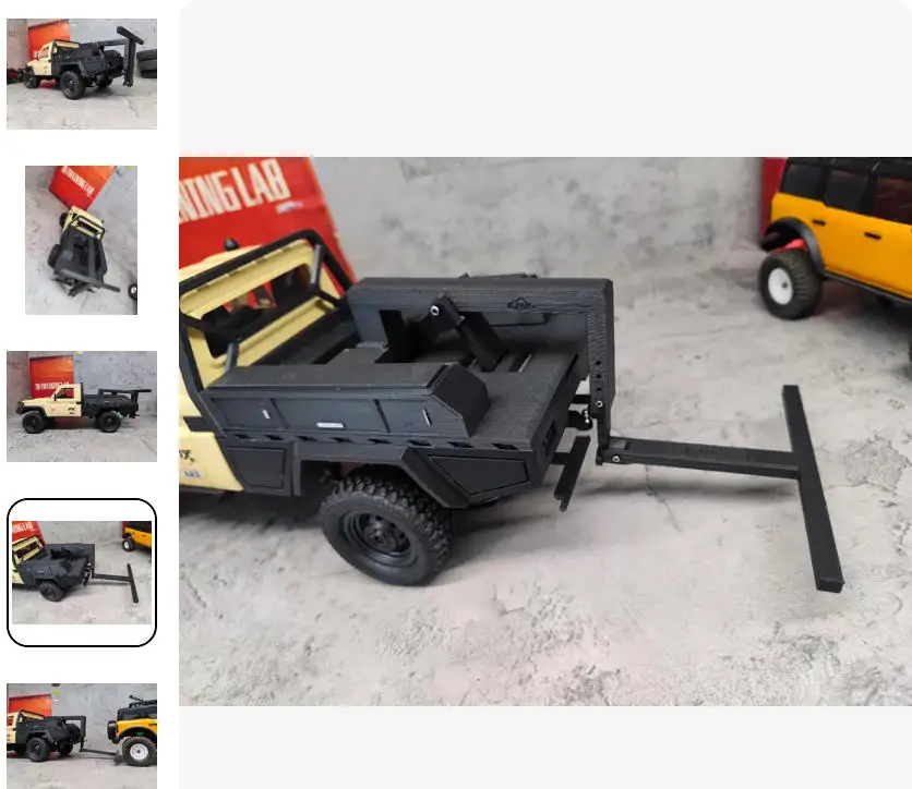 1/12 Scale For MN82 Land Cruiser LC70 Pickup RC Crawler Multifunctional Trailer Rear Cargo Bucket Mod Kit Decor Accessories