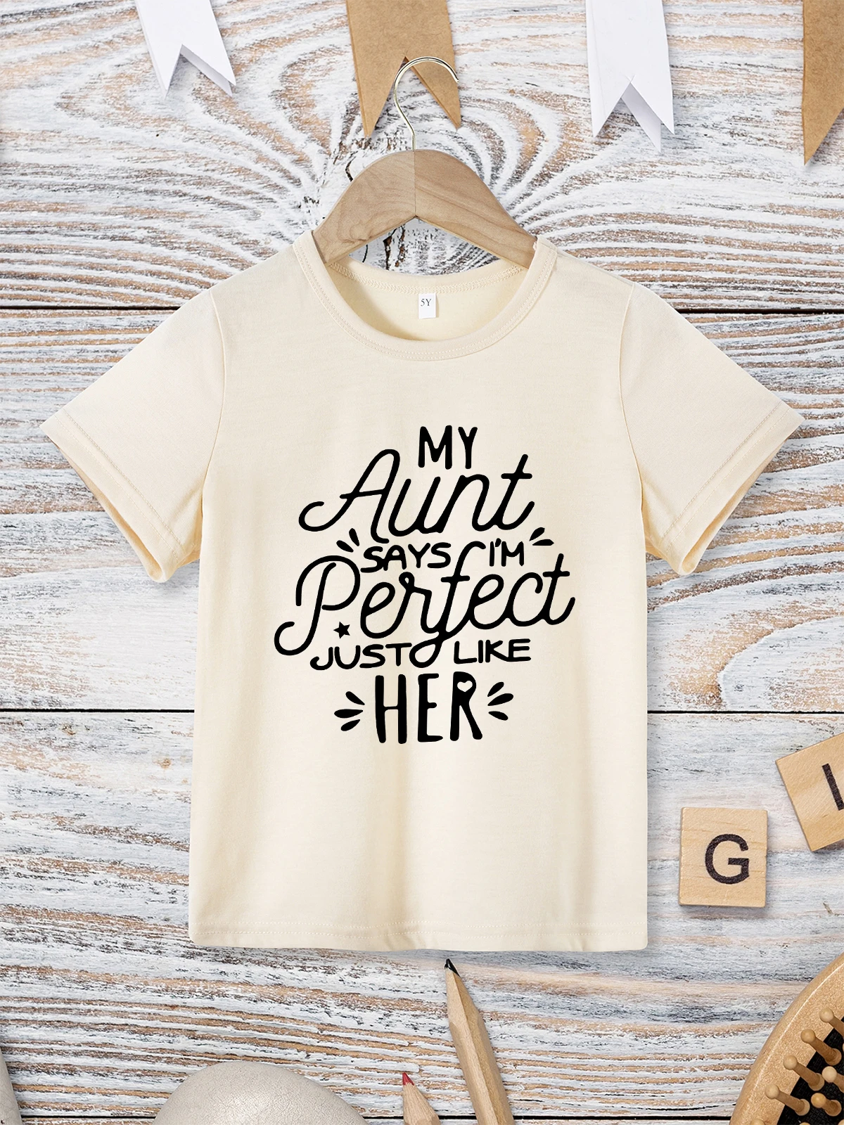 Funny Harajuku Kids T-shirt My Aunt Says I\'m Perfect Just Like Her Printed Boys Girls Clothes Urban Street Casual Child Shirt