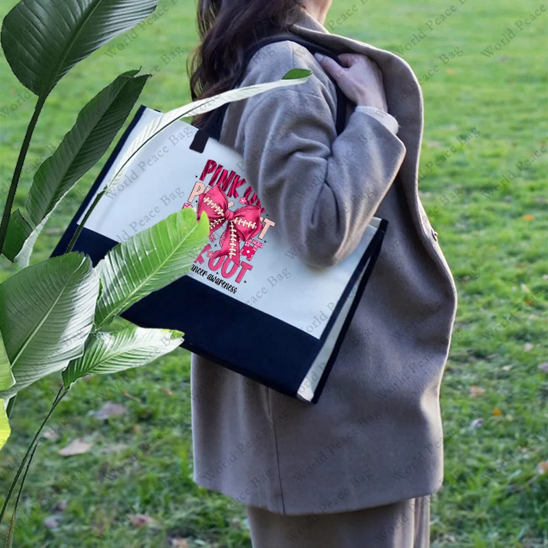 

1 шт., Большая Парусиновая пляжная сумка с принтом рака молочной железы