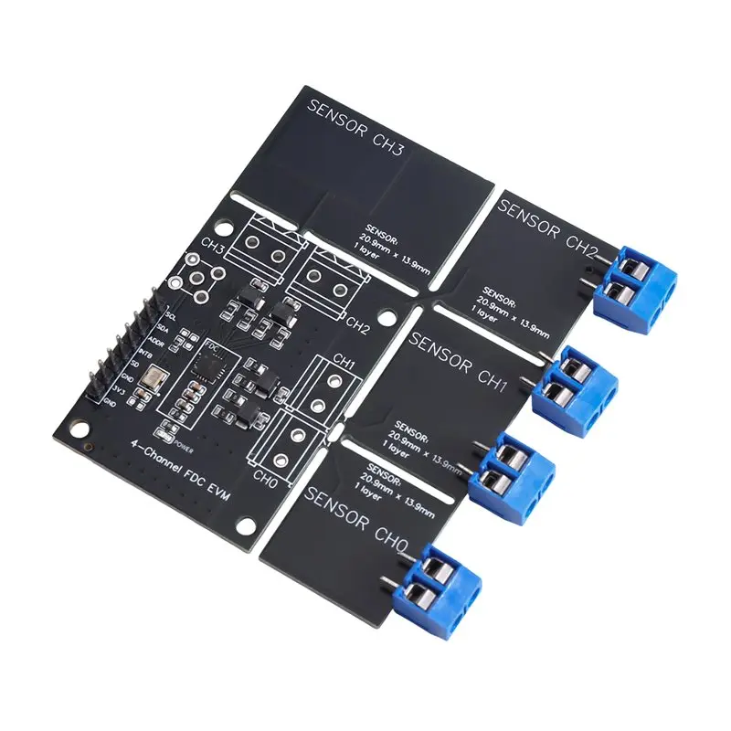 fedi-fdc2214-capacitive-sensor-with-4-touch-points-module-for-gesture-recognition-paper-counting-liquid-level-measurement-dete