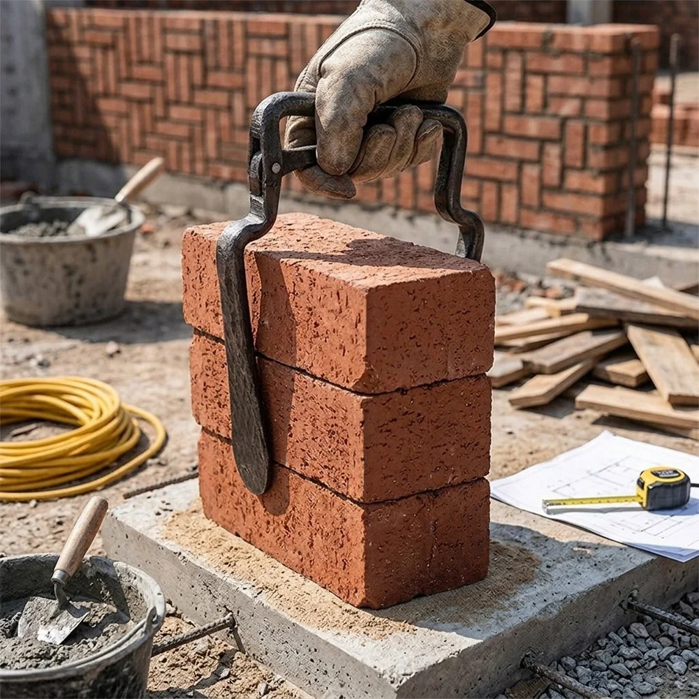Adjustable Brick Clip for Construction Work - Thickened Steel Brick Lifter with Efficient Power Mechanism 26x11x1.1cm