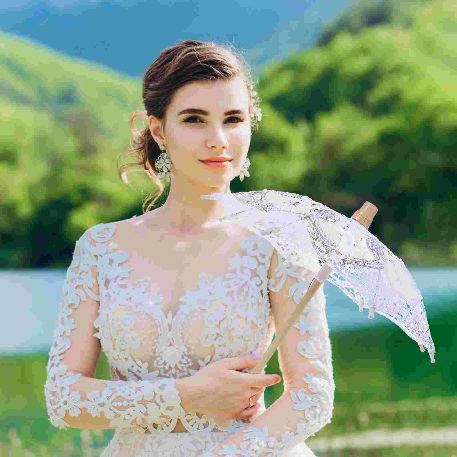 

Cotton Umbrella Decorative Lace Bride Parasol Belt Craft Ornament Embroidery Bridal