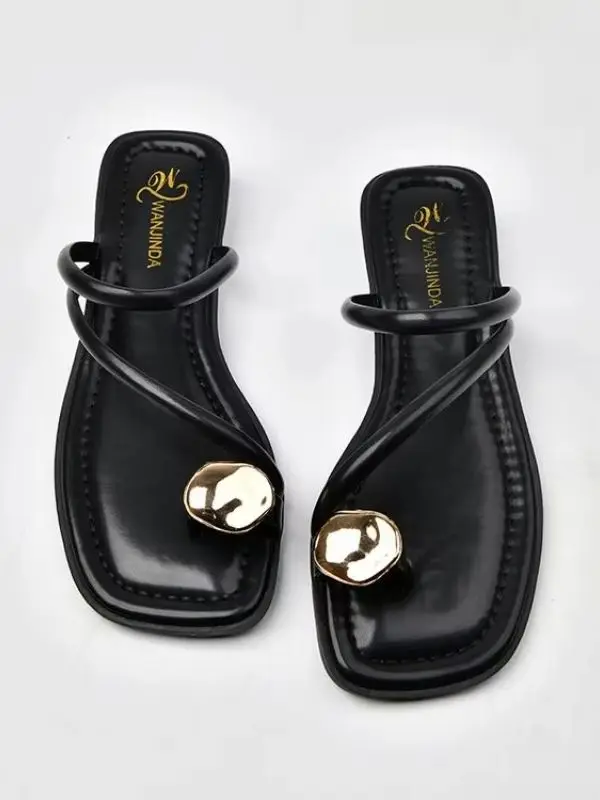 Elegante Damen-Slip-On-Sandalen mit eckiger Zehenpartie, Sommer 2025, offenes Design, synthetisches Obermaterial, Gummisohle, bequeme Passform, lässige Schuhe – Detail 3