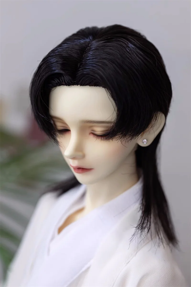 Bjd boneca peruca brinquedos 1/3 1/4 meninas menino leite onda de seda mid-split penteado plano cúspide lobo cauda estilo peruca de cabelo boneca acessórios xc