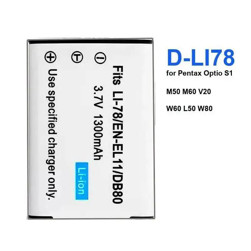 1300Mah Camera Battery D-LI78 Prolonged Performance Fast Shipping For Pentax Optio S1 M50 M60 V20 W60 L50 W80