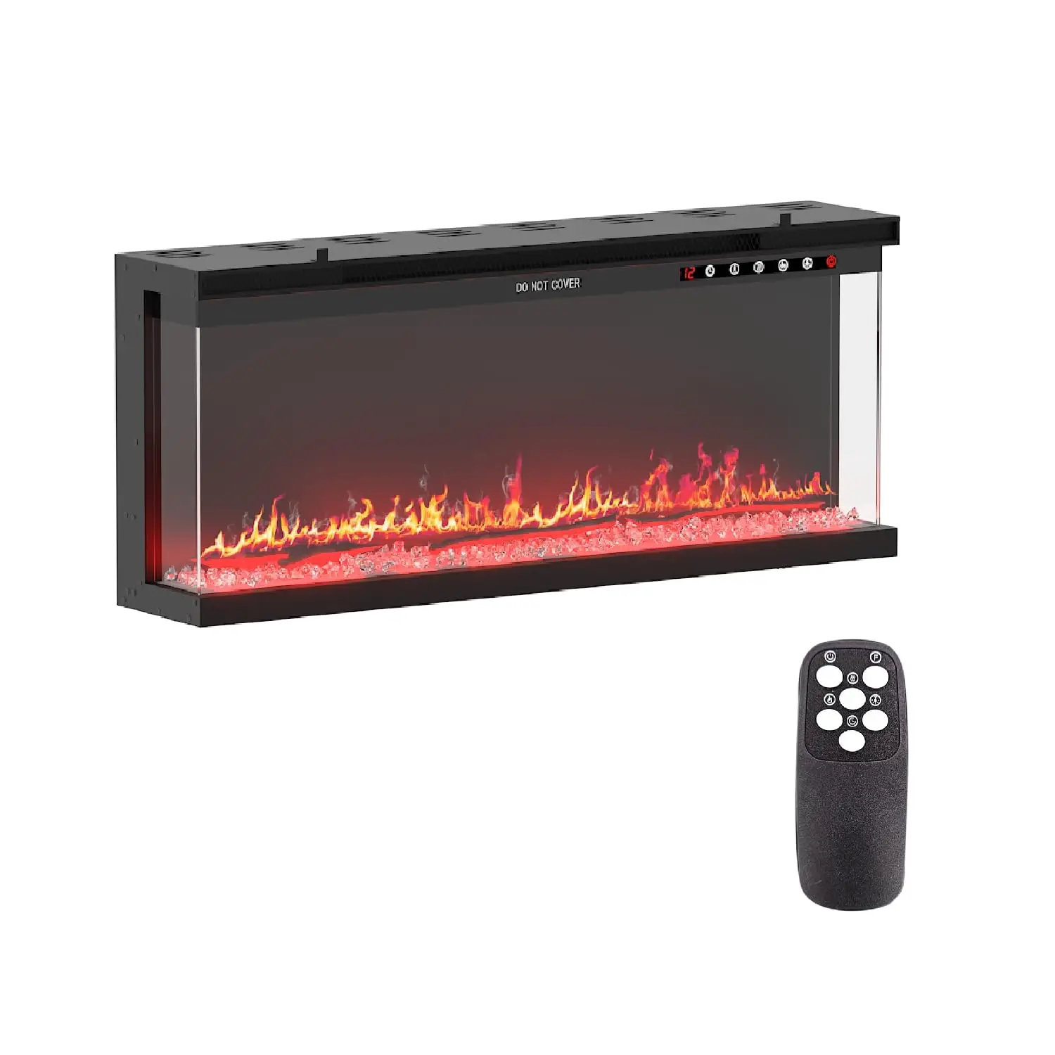 40”W 3-Sided Electric Fireplace Insert, Recessed & Wall Mount Fireplace Heater with Remote, 8H Timer, 12 Flame Colors