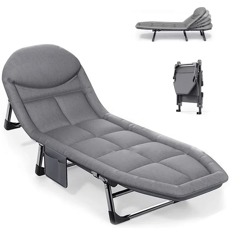 Foldable Bed Outdoor Folding Single Bed Recliner Office Soft Lounge Chair Reliable Tourist Camp-cot Lightweight Camping Bed