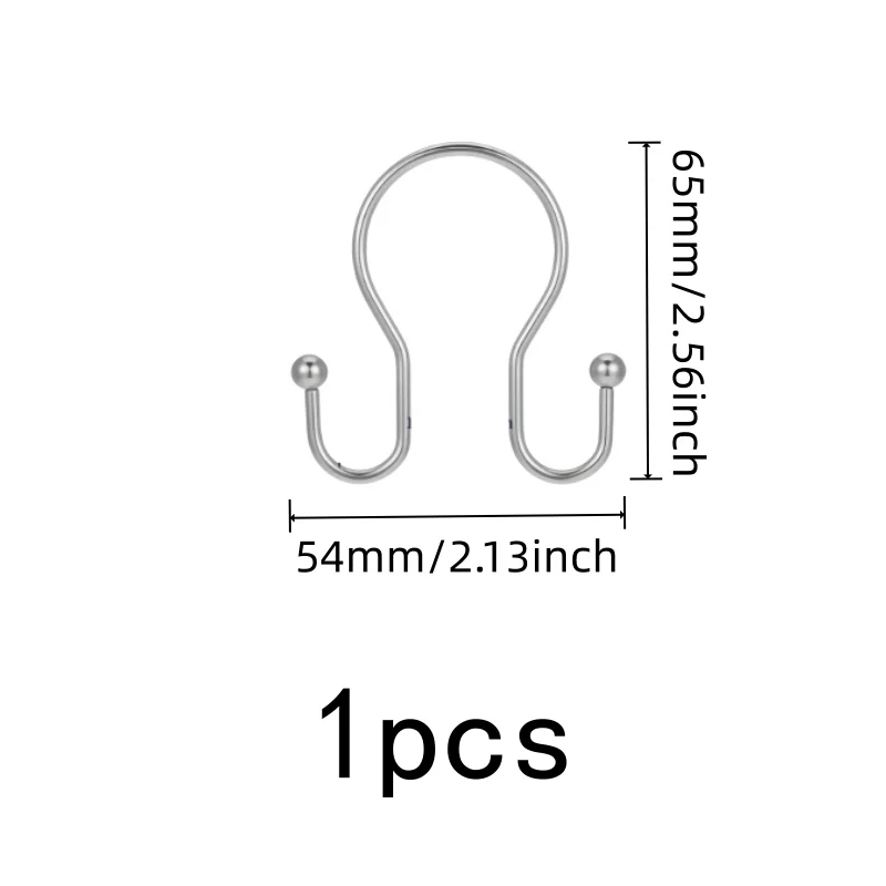 1 pcs Silver Iron Double Ear Shower Curtain Rings, Smooth Sliding, Fits Various Bathroom Shower Rods, Easy to Install