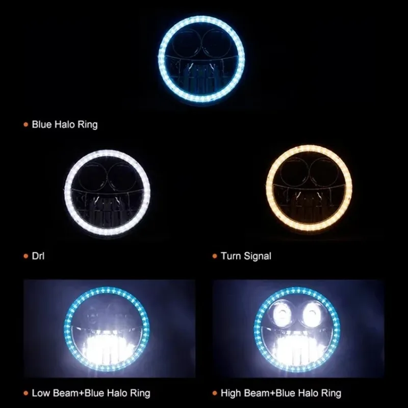 For Suv Tj Jk Lj Cj Led Headlight Germany Lighting System 9000k 7 Inch Round Work Light 43w Super Bright