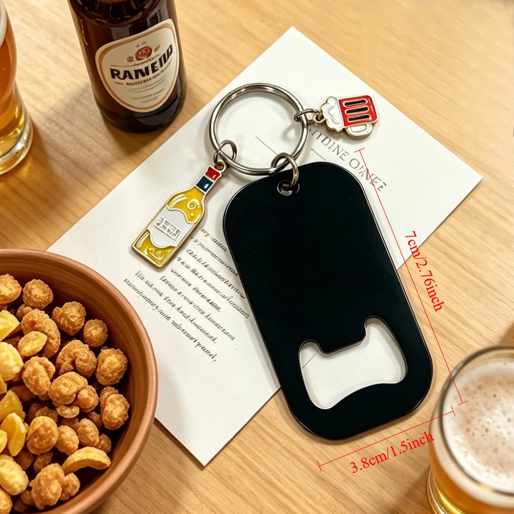 DIY Edelstahl Flaschenöffner Schlüsselanhänger Personalisierter Bierkapsel-Öffner Tragbarer Schlüsselring für Vater Bar Hochzeit Party Gastgeschenke Individuelles Geschenk – Detail 6