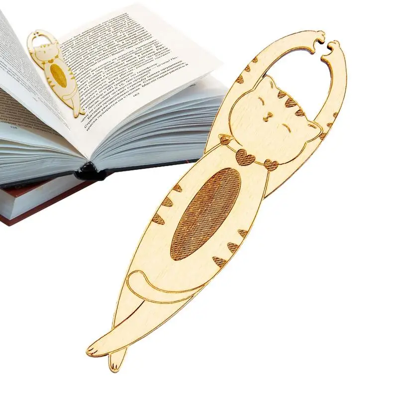

Cat Bookmark Wooden Book Paper Markers For Reading With Adorable Expression Animal Book Markers Reading List Bookmark For Cat