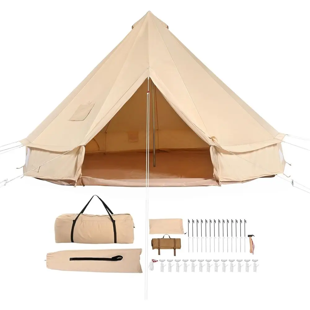 

Юрта или четырехсезонная палатка из брезента (6 м/19,68 футов) для до 10 человек - идеально подходит для семейного кемпинга и приключений на природе