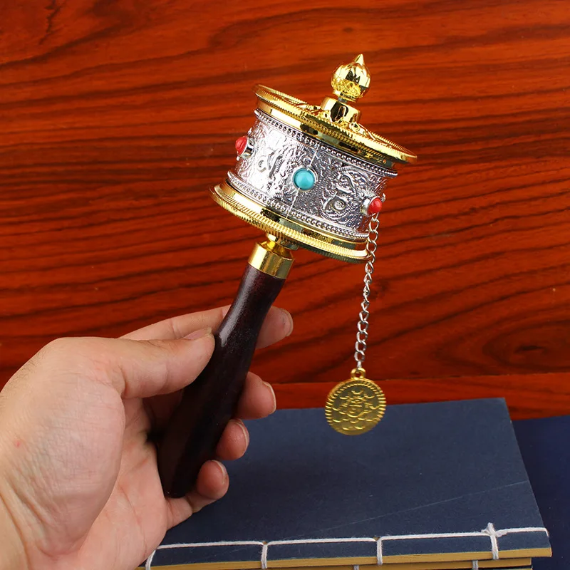 6cm Tibetan Prayer Wheel Buddhist Portable Artistic Six Character Truth Sutra image 3