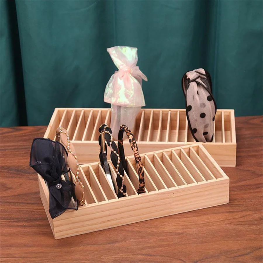 

Wooden Headband Storage Box Detachable Hair Accessory Storage Holder Bracelet Jewelry Sundries Organizers Counter Showcase Props
