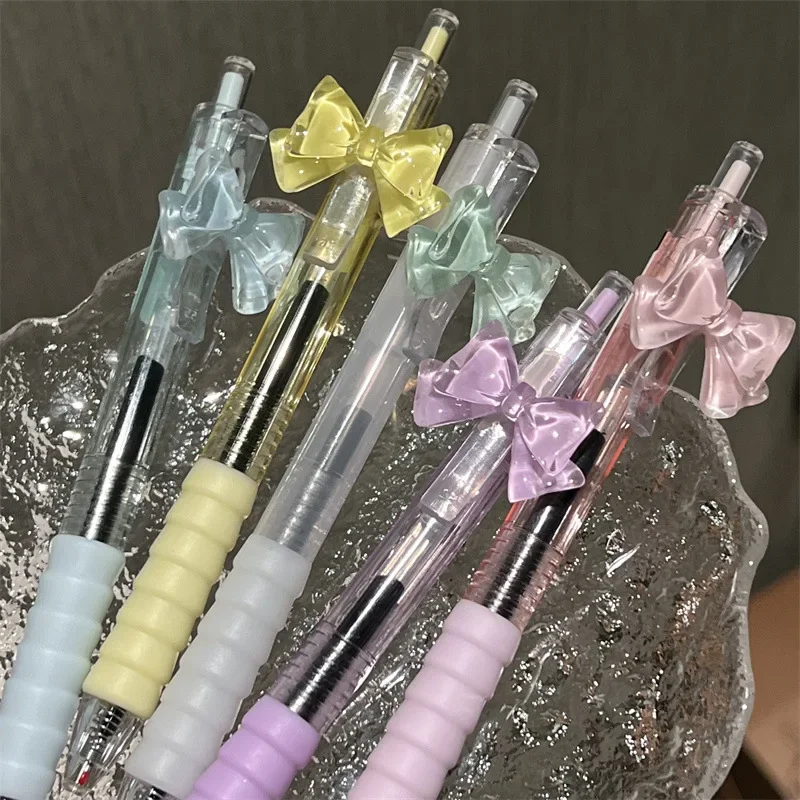 1 Piece Random Sweet Bow Gel Pen for Student Cute Chic Bow Stationery Gel Pen 0.5mm Black Ink Pen for Writing School Supplies