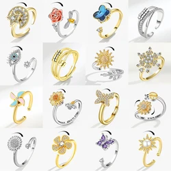 Multiple Style Anxiety Ring Fidget Spinner Rings for Women Star Moon Butterfly Flower Spinning Ring Rotate Freely Jewelry 2026