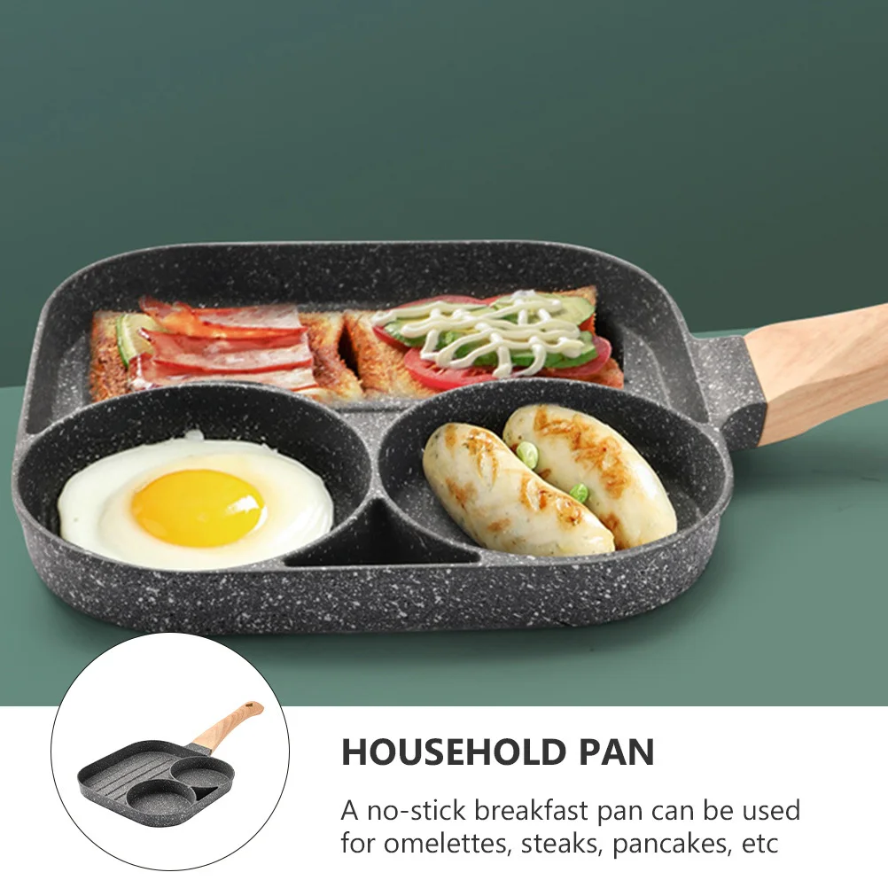 

1Pcs Frying Pan Non-Stick Breakfast Pan Groove Design Wear-Resistant Bottom Ergonomic Handle Suitable for Steak Omelette