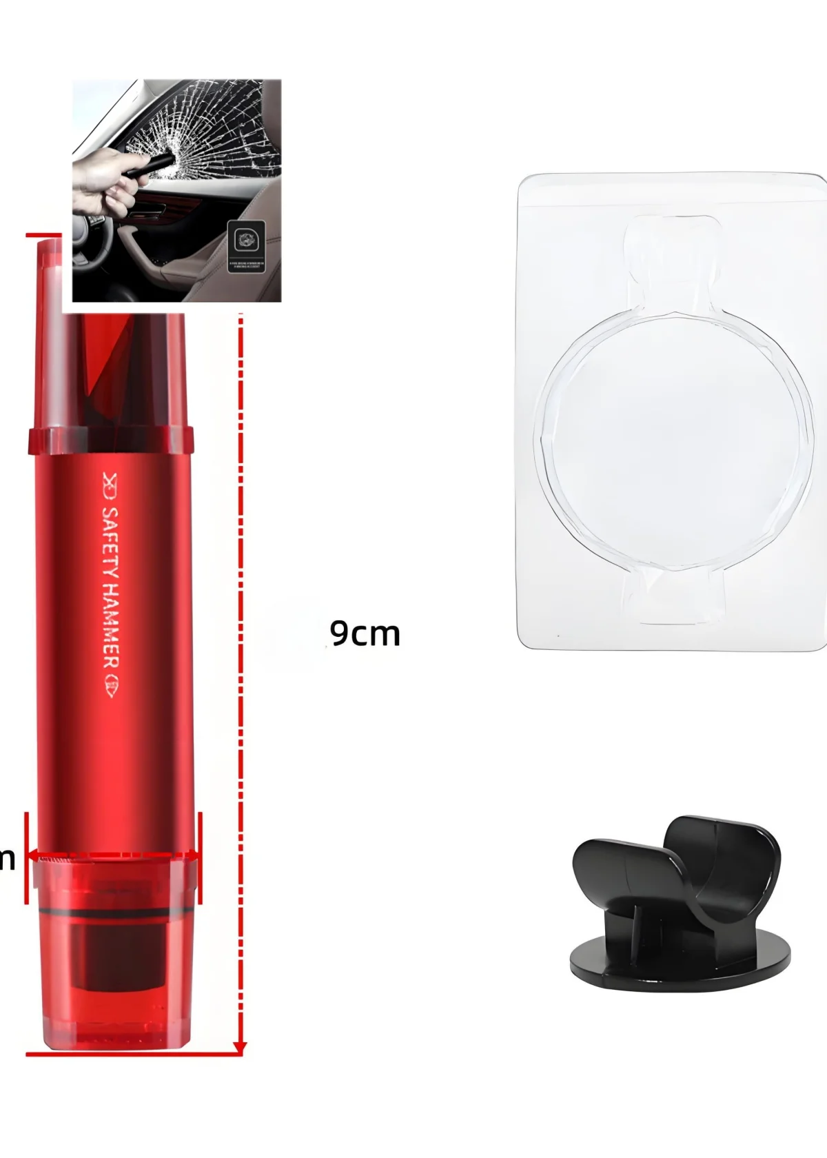 2-in-1 Car Safety Hammer Emergency Escape Tool Window Glass Breaker Seatbelt Cutter Underwater Rescue Smasher Life Saving Kit