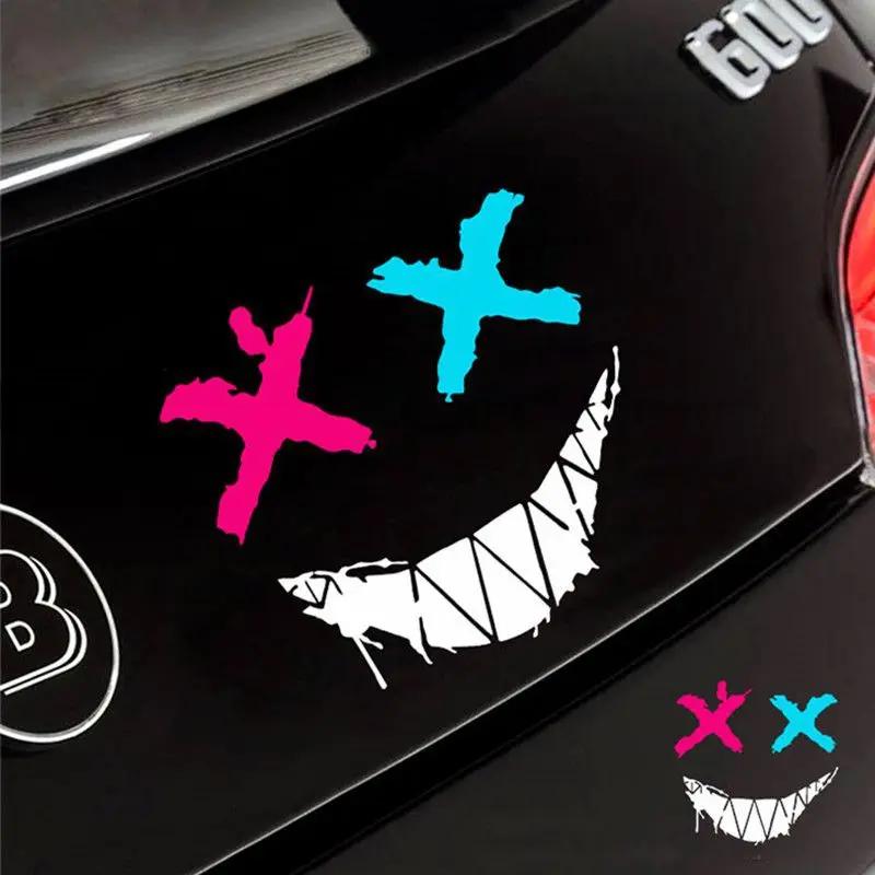 

Motorcycle Helmet Stickers Car Reflective Waterproof Smile Face Decal Motocross Auto Rear Window Personalized Stickers