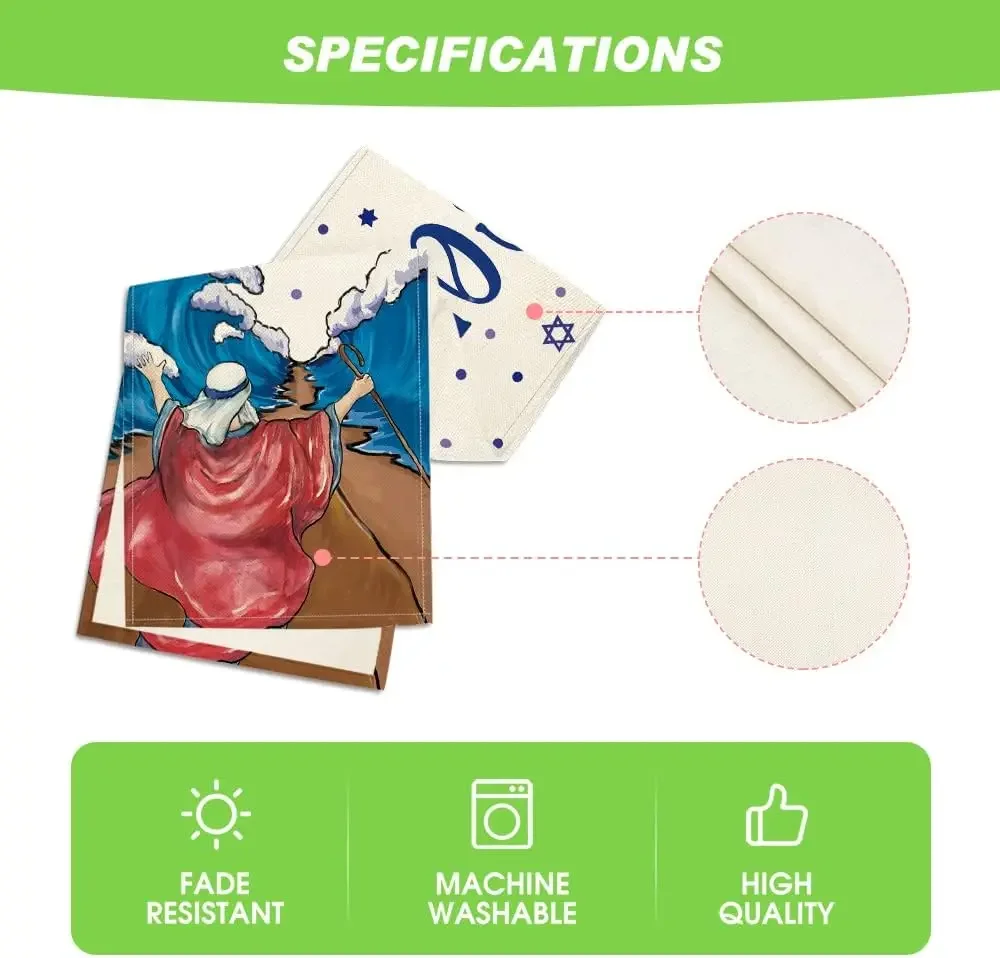 الربيع Passover الكتان الجدول العدائين Pesach اليهودية مهرجان ديكور الحفلات عطلة الموسمية داخلي المطبخ طاولة طعام الزينة #5