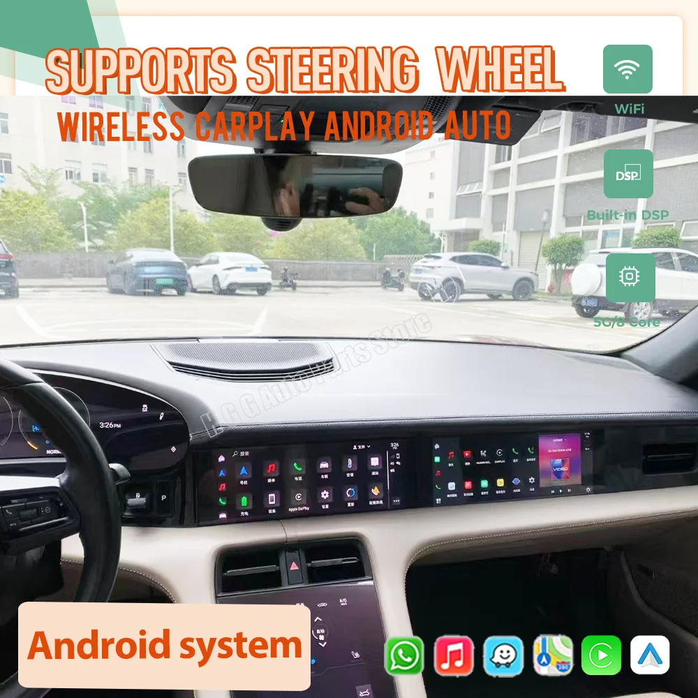 NEW Co-pilot Screen Android For Porsche Taycan 2019-2025 Car Radio Passenger Carplay GPS Navigation Multimedia Player Head Unit