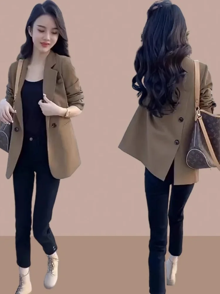 Casual Style Women's Suit Jacket Spring Autumn New Arrival Thin High-End Feeling Short Size Formal Shirt Quality Polyester