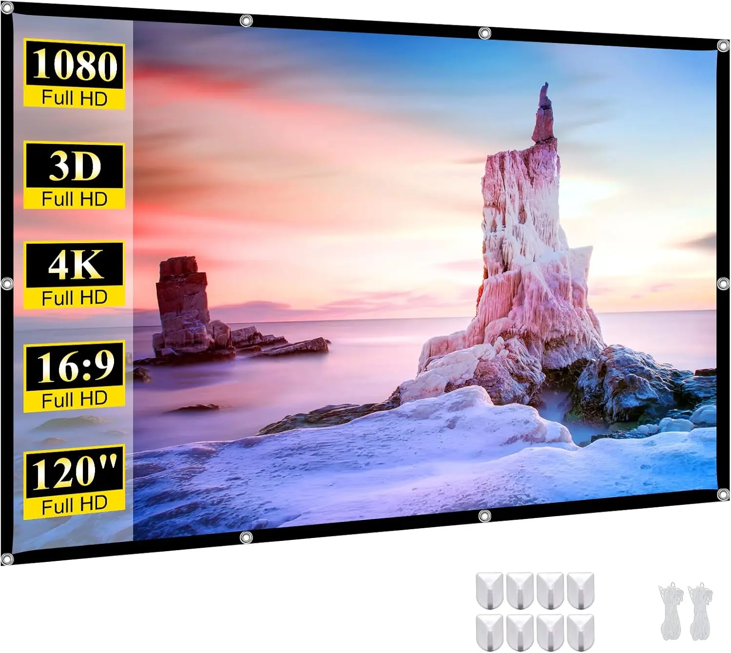 

Portable 120' Foldable Projector Screen 4K HD Indoor Outdoor Home Theater