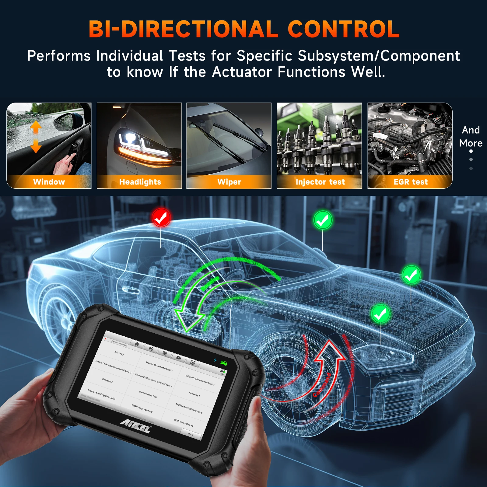 ANCEL-herramienta de diagnóstico V5 BT OBD2 para coche, escáner de sistema completo, Control bidireccional, CAN FD, 2024