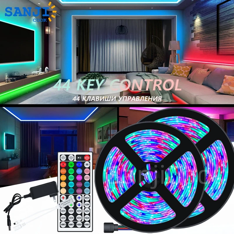 SanjiCook LED Light Strip W2835 With 44 Key Remote And Bluetooth Control For Living Room Terrace TV Backlight Neon Led Lighting