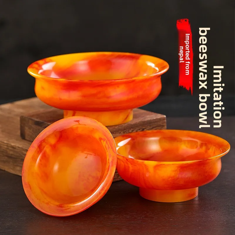 Nepal Imported Antique Honey Wax Bowl Handmade Home Decor Butter Tea Bowl with Stand Tsampa Bowl