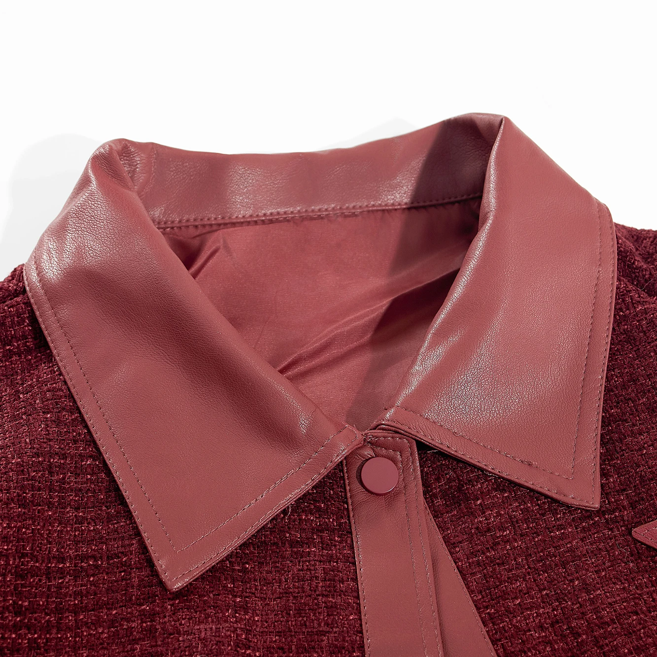 Ankela vermelho ort couro do plutônio retalhos jaet feminino primavera outono legal ele high-end sentir topo casual solto ajuste casaco