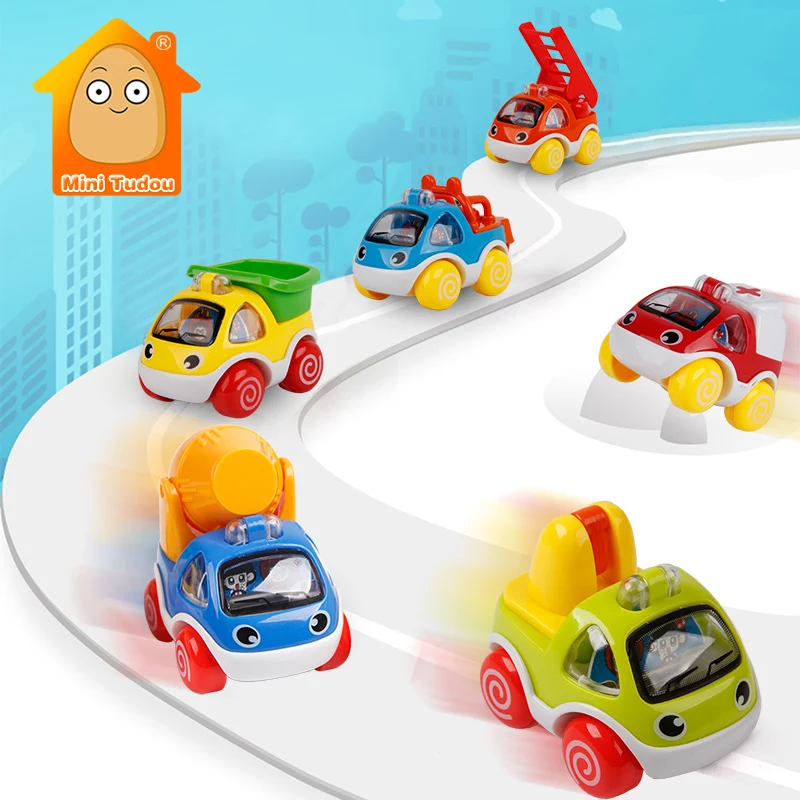 6PCS Baby Animal Car Toys Kit Cute Wind Up Press Cartoon Racing Model Montessori Mini Car Early Educational Toys For Infant Gift