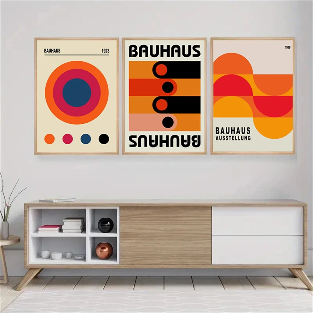 

Abstract Bauhaus Illustrations Posters Canvas Painting Mid Century Geometric Wall Art Prints Pictures Modern Living Room Decor
