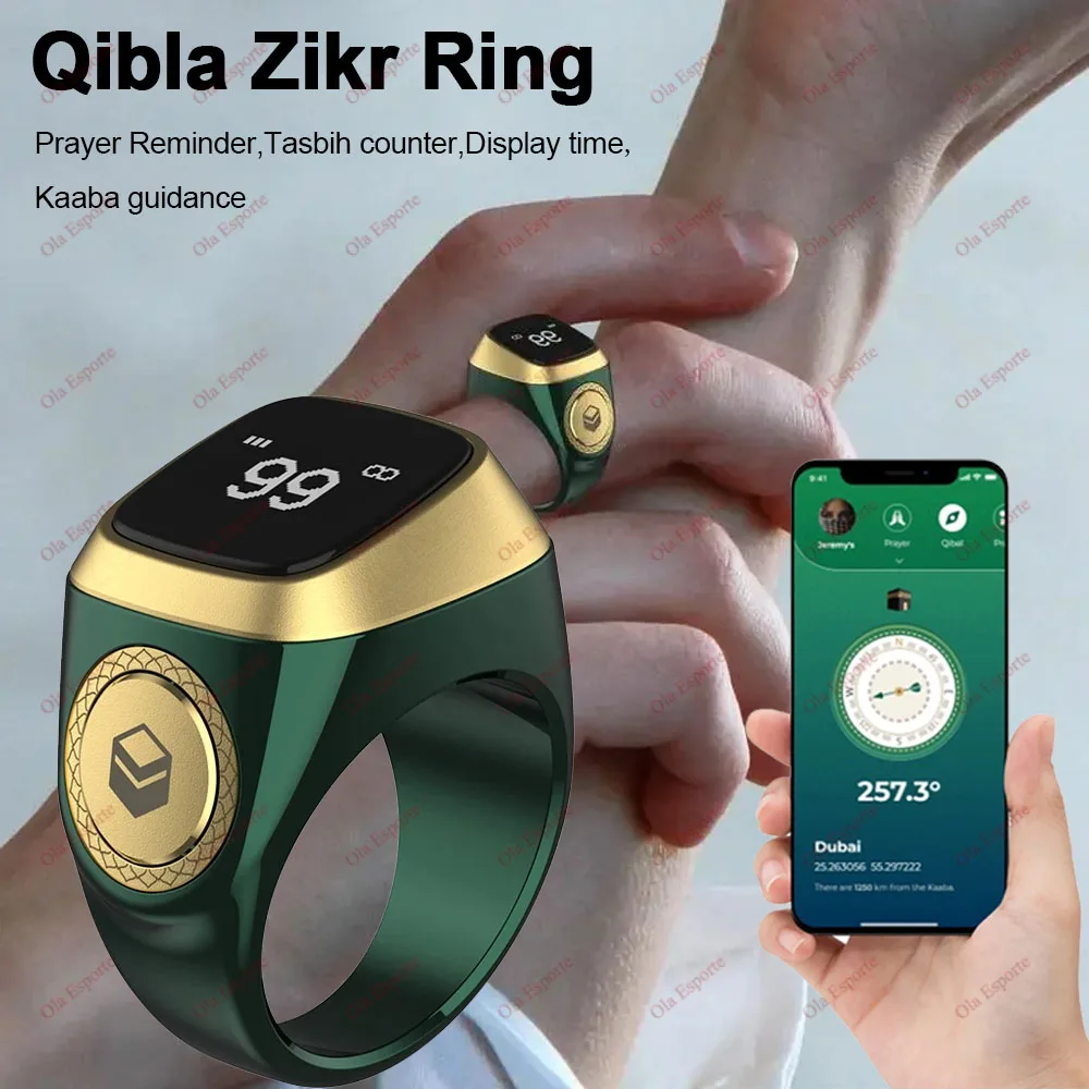 

Новый мусульманский Qibla Zikr Smart Tasbih Tally цифровой счетчик Tasbeeh Zikr кольцо 5 молитва время Вибрация напоминание водонепроницаемый для мужчин женщин