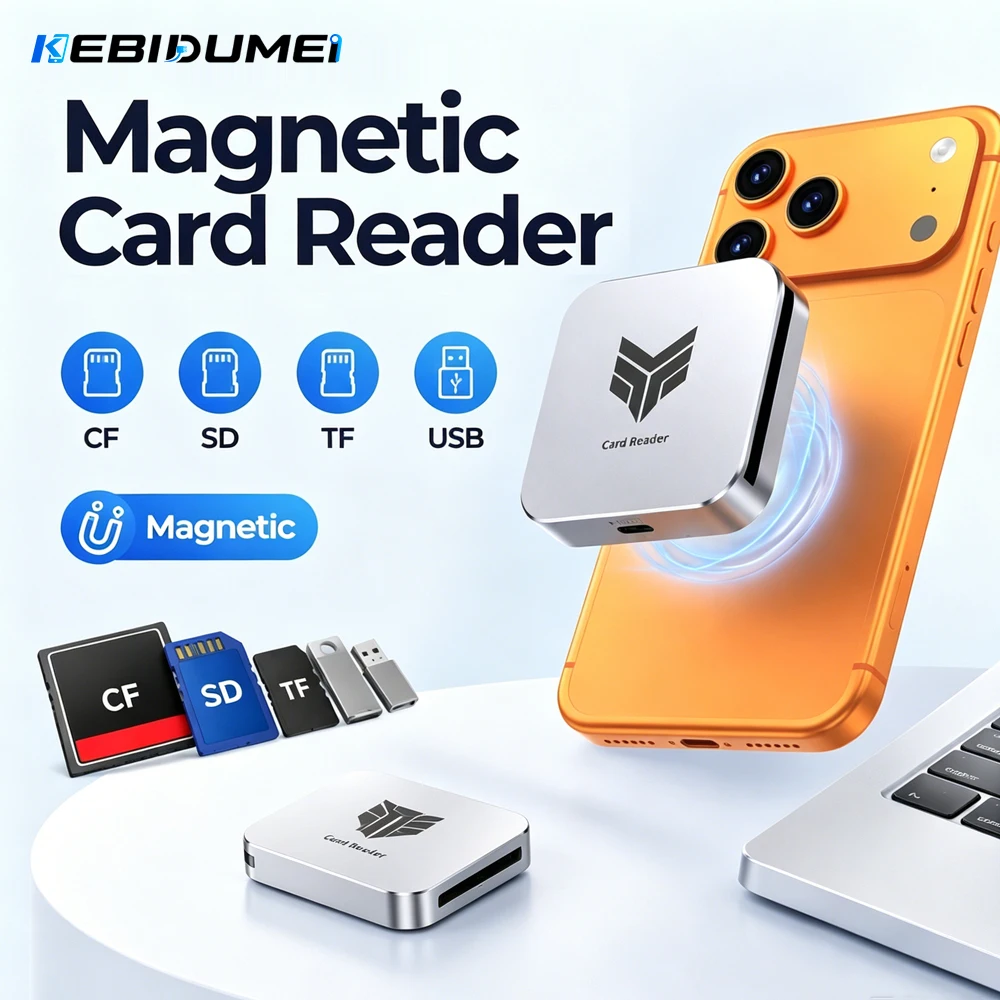 KEBIDUMEI CF SD TF USB Memory Cards Magnetic 5Gbps Card Reader TF Reader High-Speed Adapter for Phone Camera