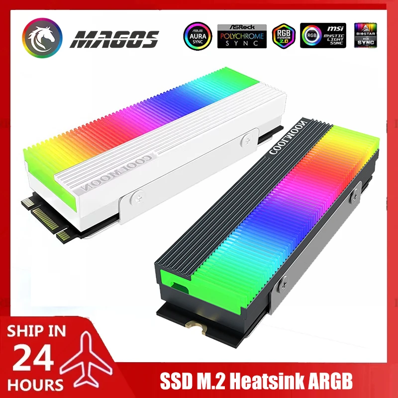 

Blakc/White CoolMoon M.2 SSD 2280 ARGB Heasink M.2 Solid State Drive RGB Radiator Hard Drive Cooling Vest 5V M/B SYNC,