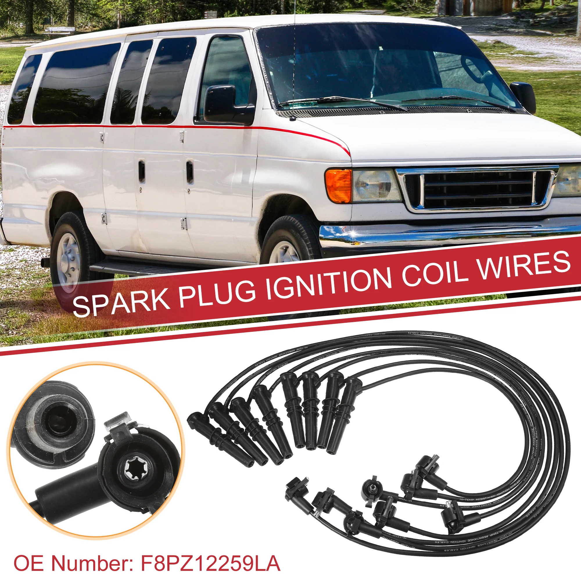 UXCELL 8 Pcs Car Spark Plug Coil Wires Ignition Coil Harness Cable 7mm for Ford F-150 F-250 Expedition V8 4.6L No.F8PZ12259LA