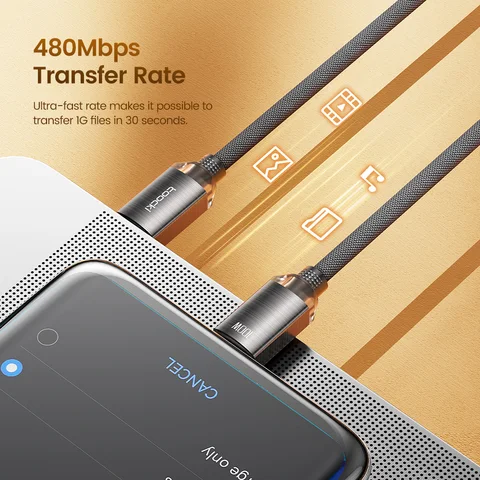 Кабель Toocki PD100W USB C-C для быстрой зарядки iPhone 15 и Samsung — фото товара