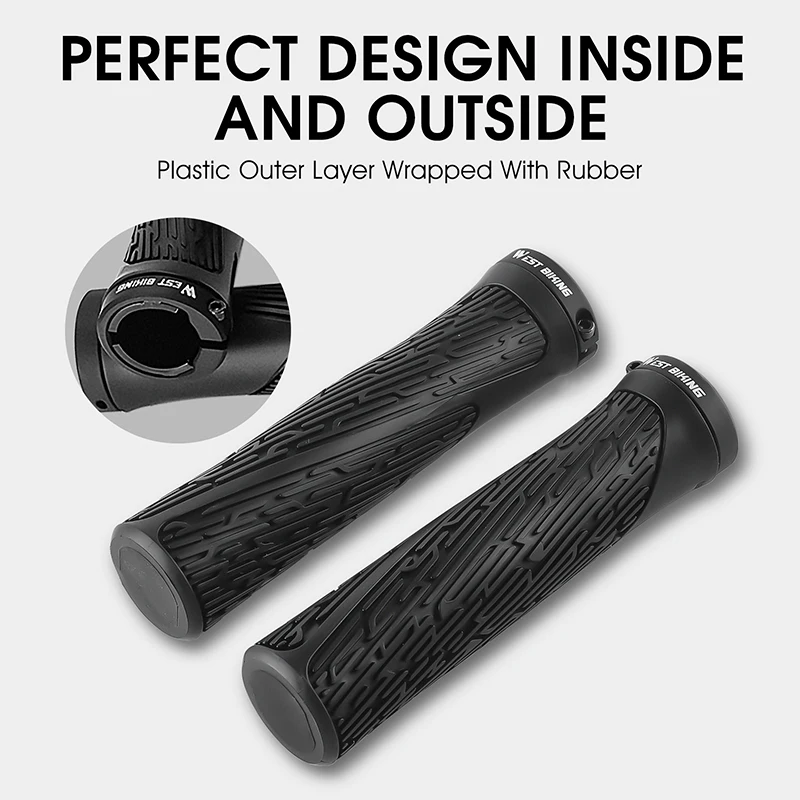 WEST BIKING Bicycle Rubber Grips Bike Handlebar Mtb Grips Soft Anti-skid Lock On Handle Bar Cycling Parts Bike Accessories