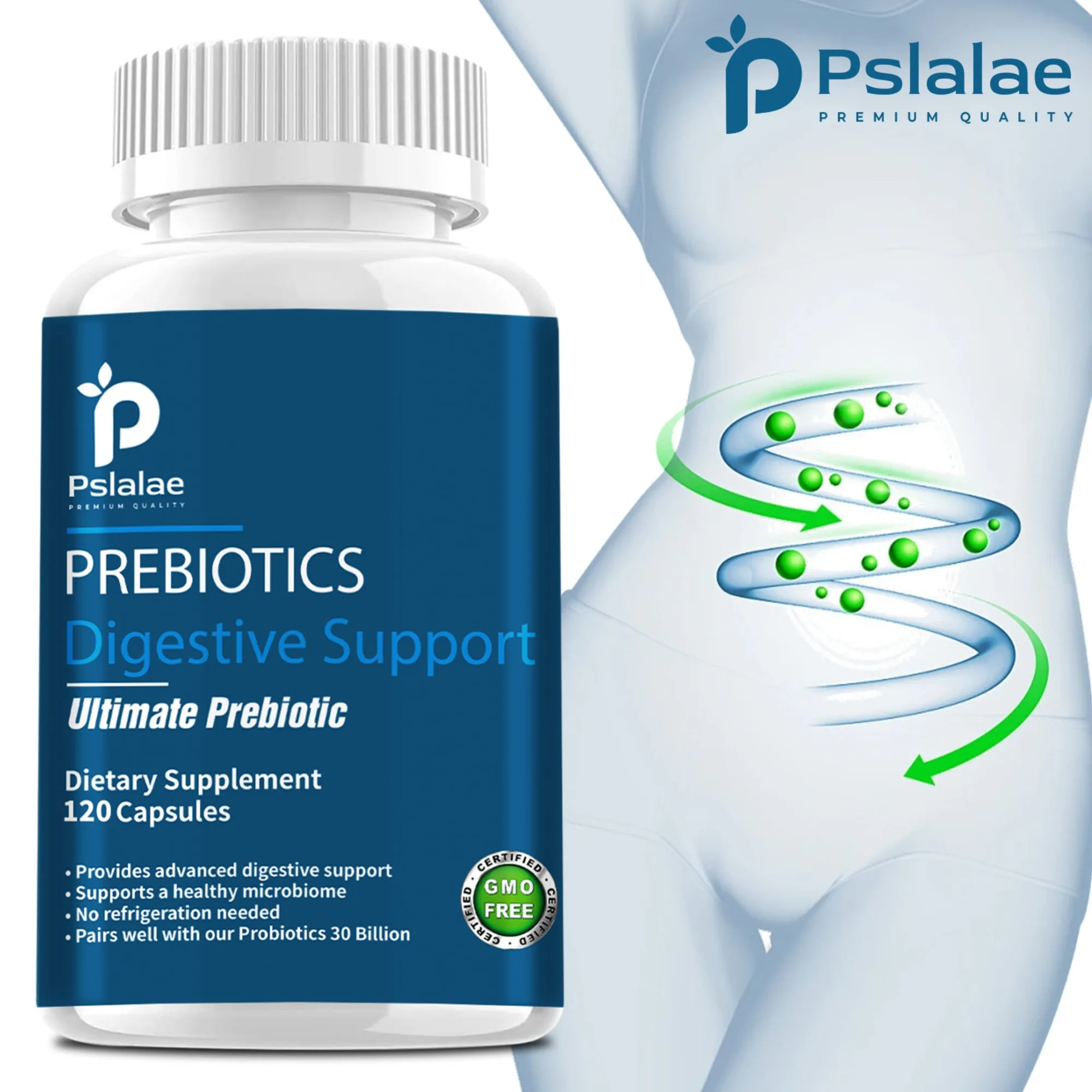 

Prebiotics - Improves Digestion and Intestinal Function, Cleanses and Detoxifies The Liver - 120 Capsules