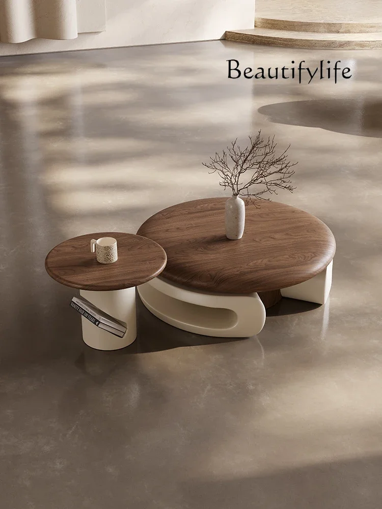 

ls 42Nordic modern size round coffee table combination home living room designer French retro coffee table