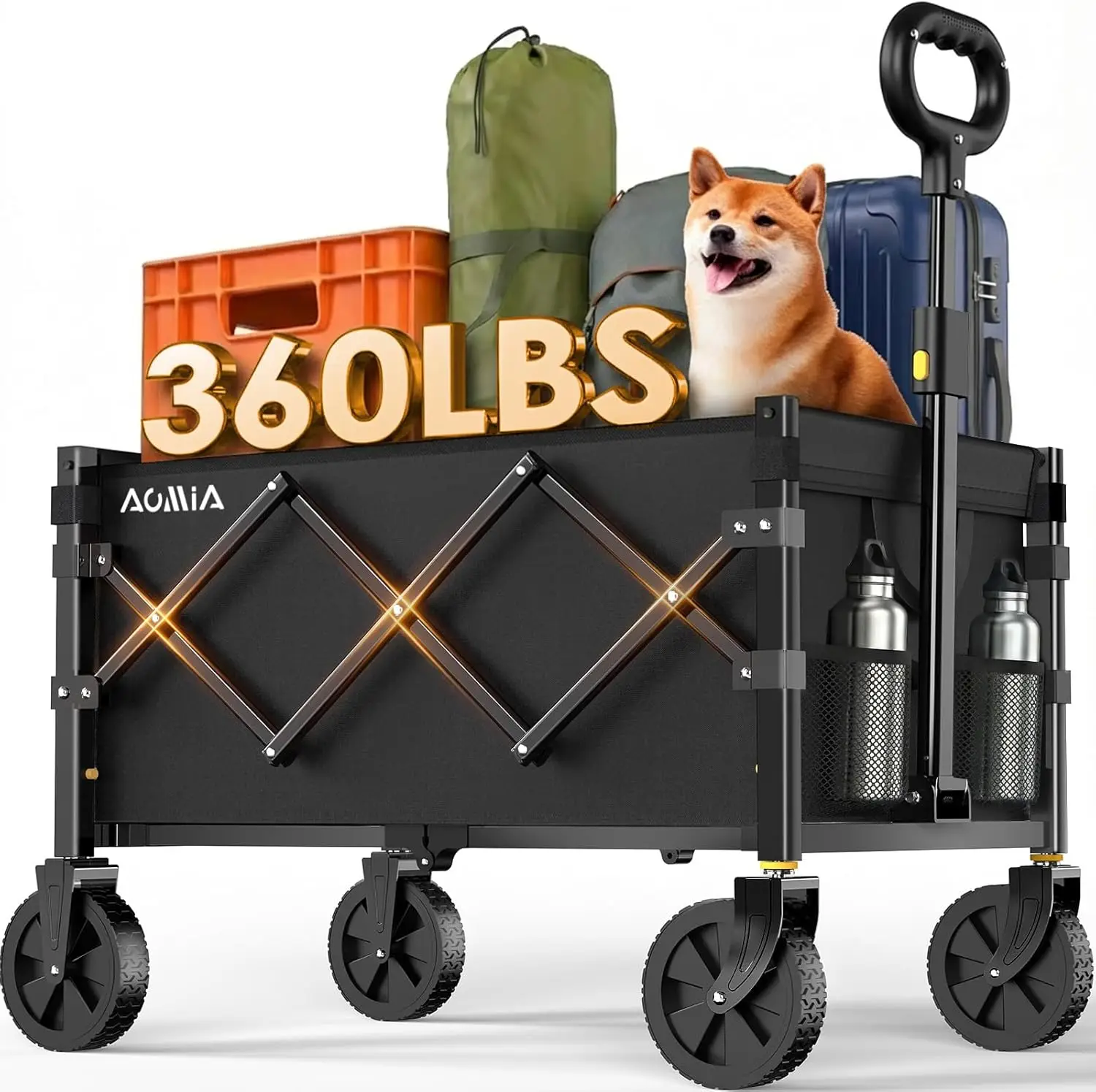 

Сверхпрочная складная тележка с грузоподъемностью 360 фунтов, колеса для любой местности, для покупок, пляжа и сада